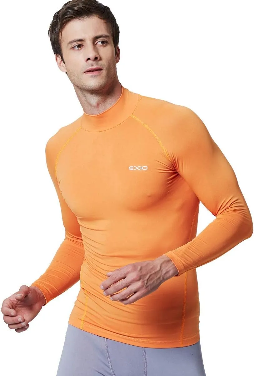 EXIO Mens Mock Compression Baselayer Top Cool Dry Long-Sleeve Shirt EX-T02
