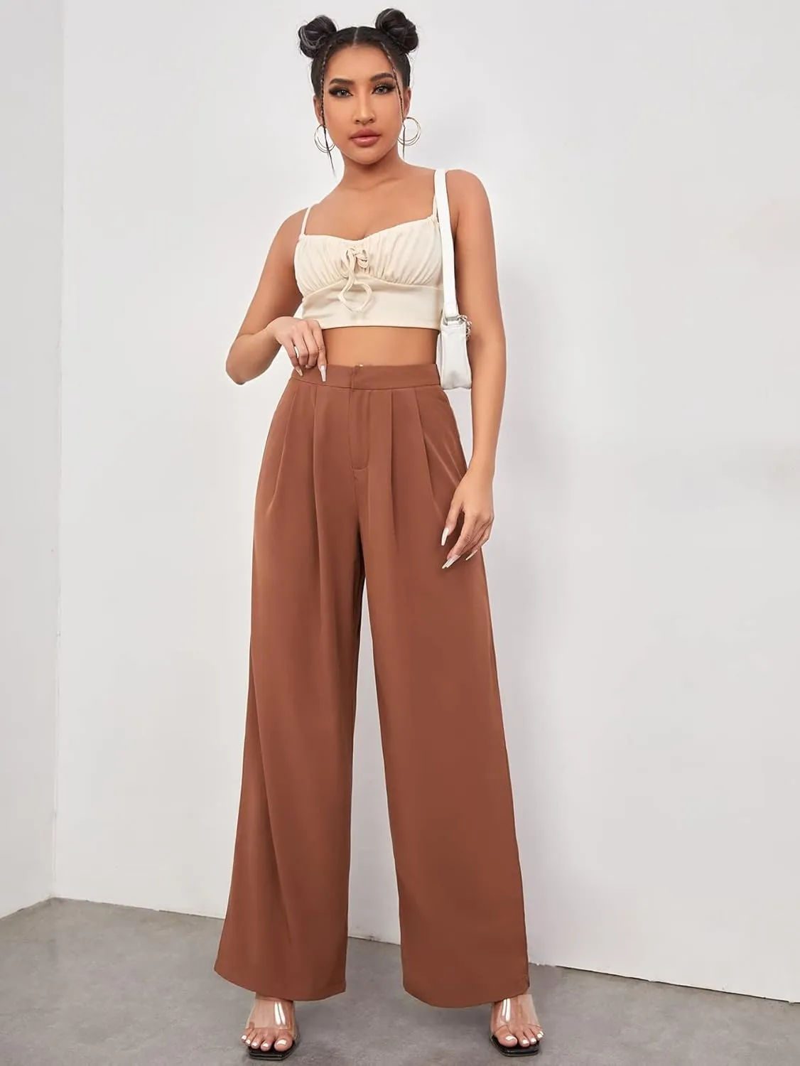 Floerns womens Pleated,palazzo,casual