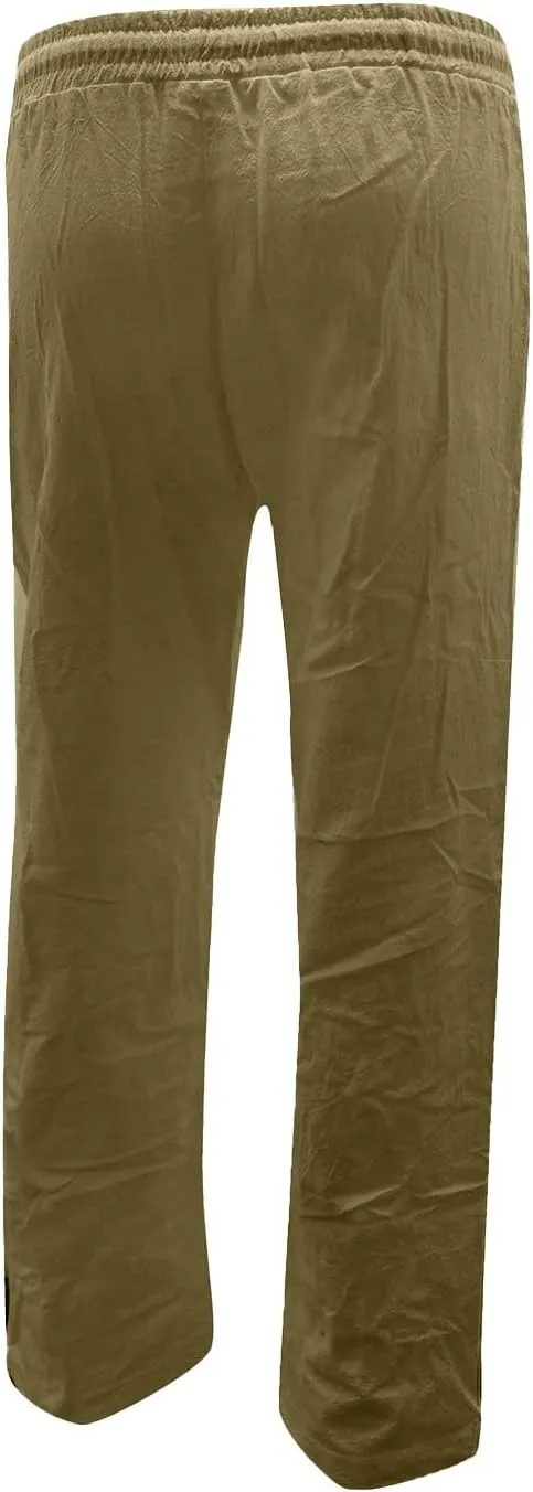 Flowy Pants for Women Elastic Waist Wide Leg Trousers Lightweight Linen Blend Casual Summer Beachwear