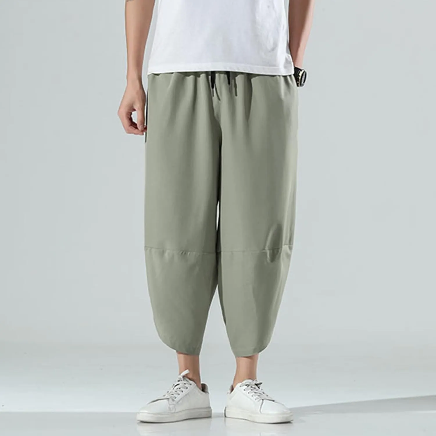 FZVYD Casual Pants Mens Casual Elastic Drawstring Cargo Pants Lightweight Relaxed Fit Cotton Workout Sweatpants 2023