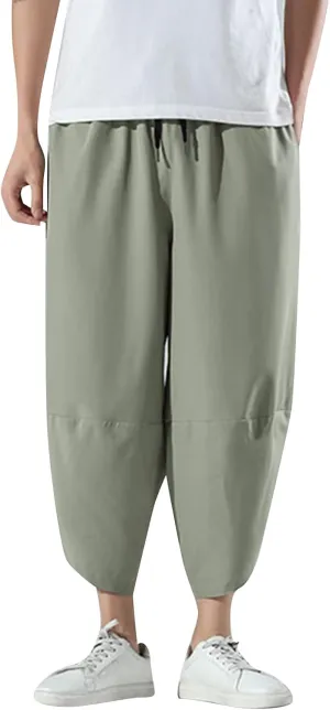 FZVYD Casual Pants Mens Casual Elastic Drawstring Cargo Pants Lightweight Relaxed Fit Cotton Workout Sweatpants 2023