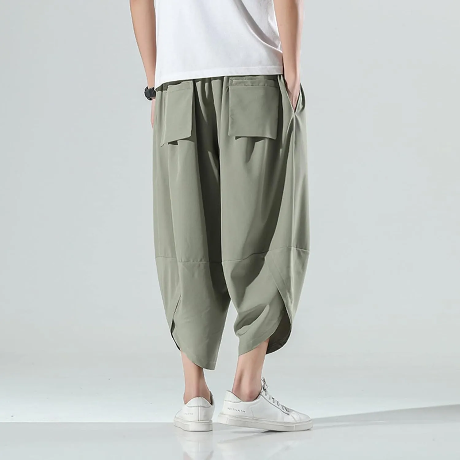 FZVYD Casual Pants Mens Casual Elastic Drawstring Cargo Pants Lightweight Relaxed Fit Cotton Workout Sweatpants 2023