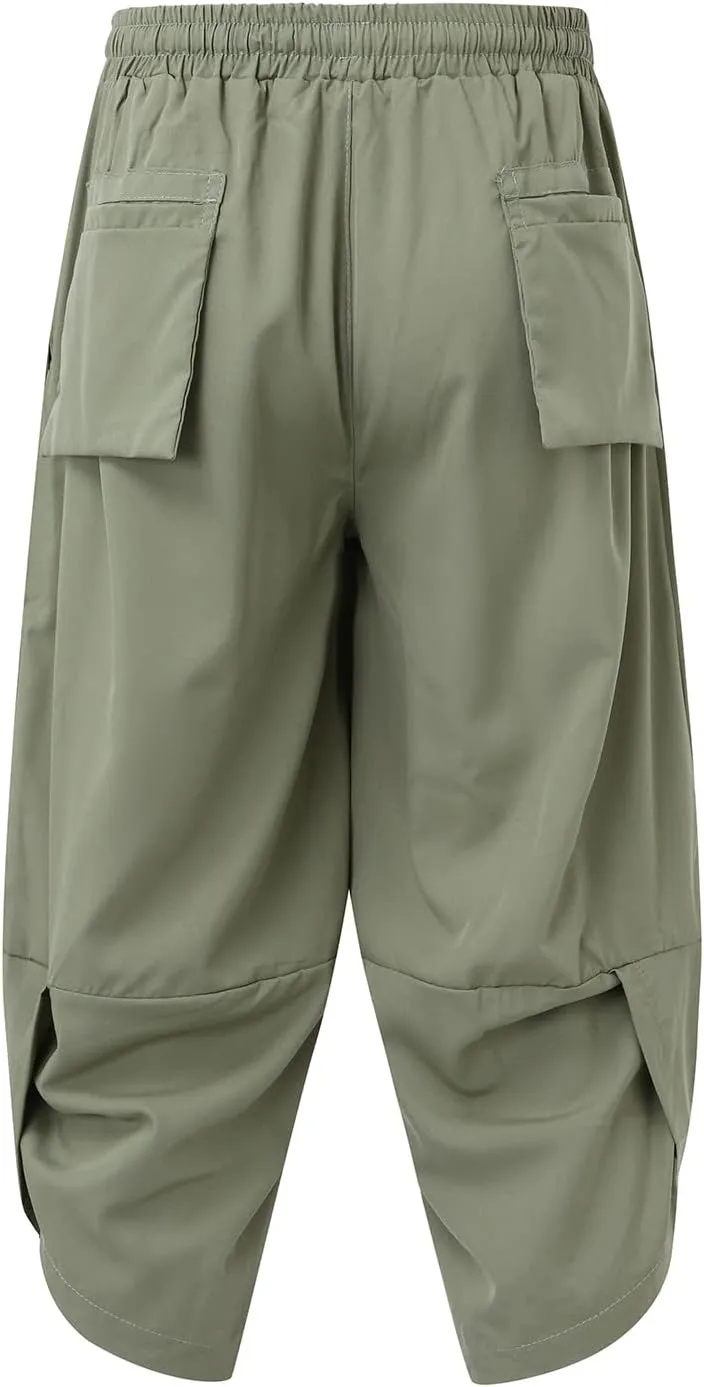 FZVYD Casual Pants Mens Casual Elastic Drawstring Cargo Pants Lightweight Relaxed Fit Cotton Workout Sweatpants 2023