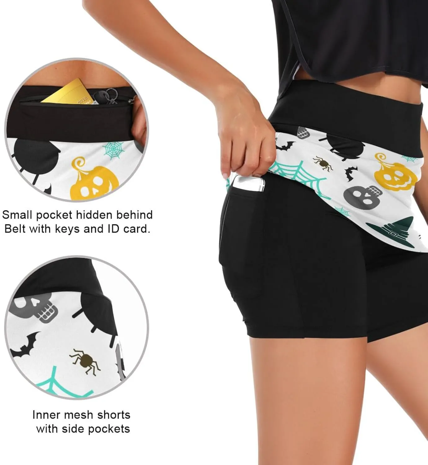 GAIGEO Cute Red Panda Womens Sport Skirt Skort, Women Skirt with Pockets, Lightweight Scort Skirt for Women Summer,S-XXL