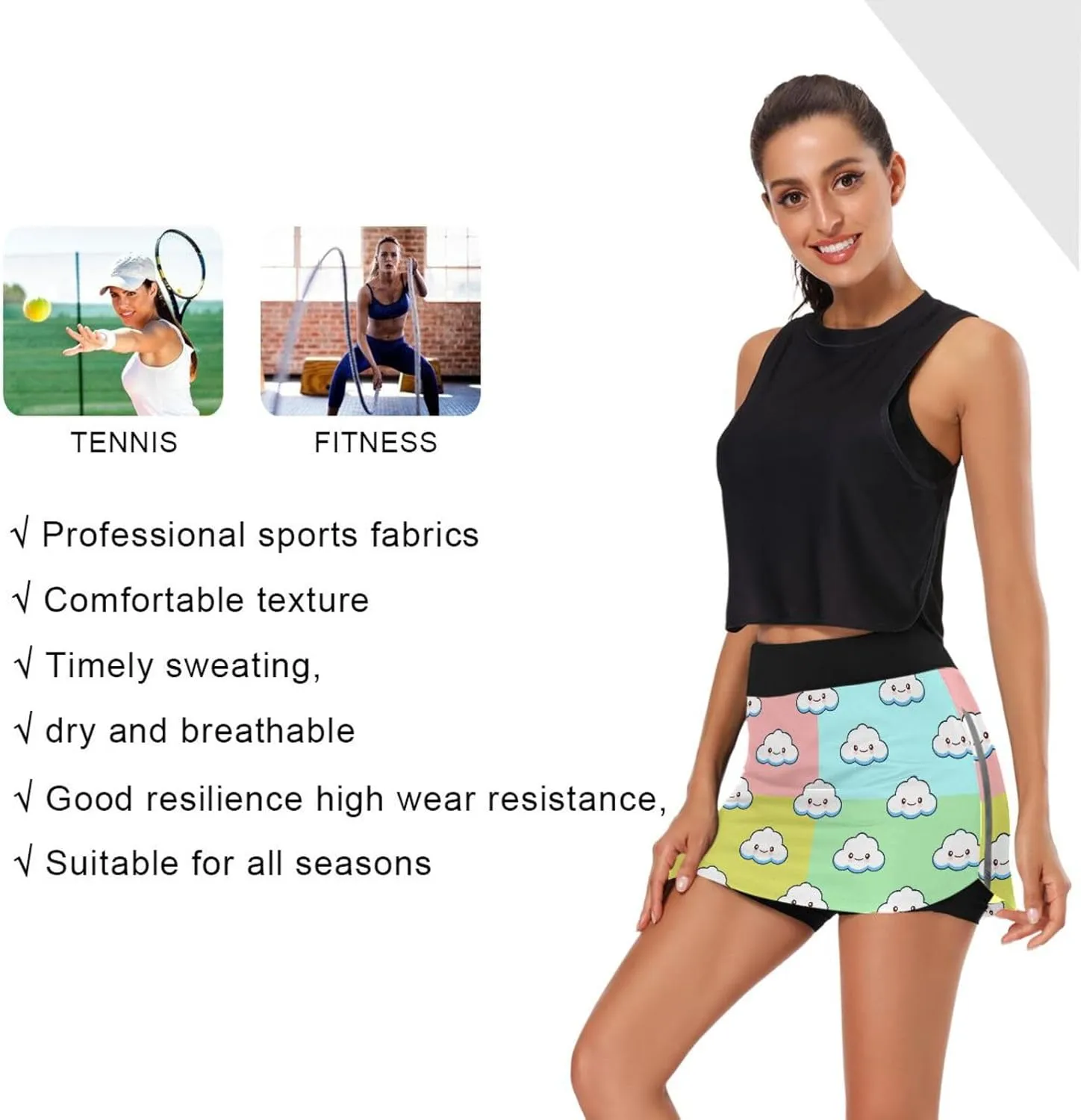GAIGEO Cute Red Panda Womens Sport Skirt Skort, Women Skirt with Pockets, Lightweight Scort Skirt for Women Summer,S-XXL