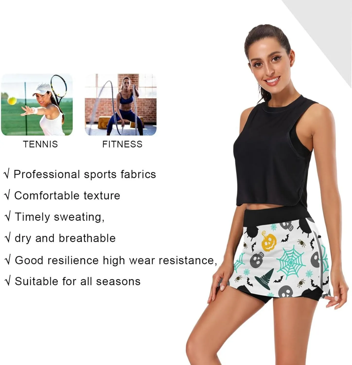 GAIGEO Cute Red Panda Womens Sport Skirt Skort, Women Skirt with Pockets, Lightweight Scort Skirt for Women Summer,S-XXL