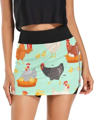 GAIGEO Sport Baseball Print Workout Skirt, Casual Skort Skirt with Pockets, Skorts for Women Casual Sports, S-XXL