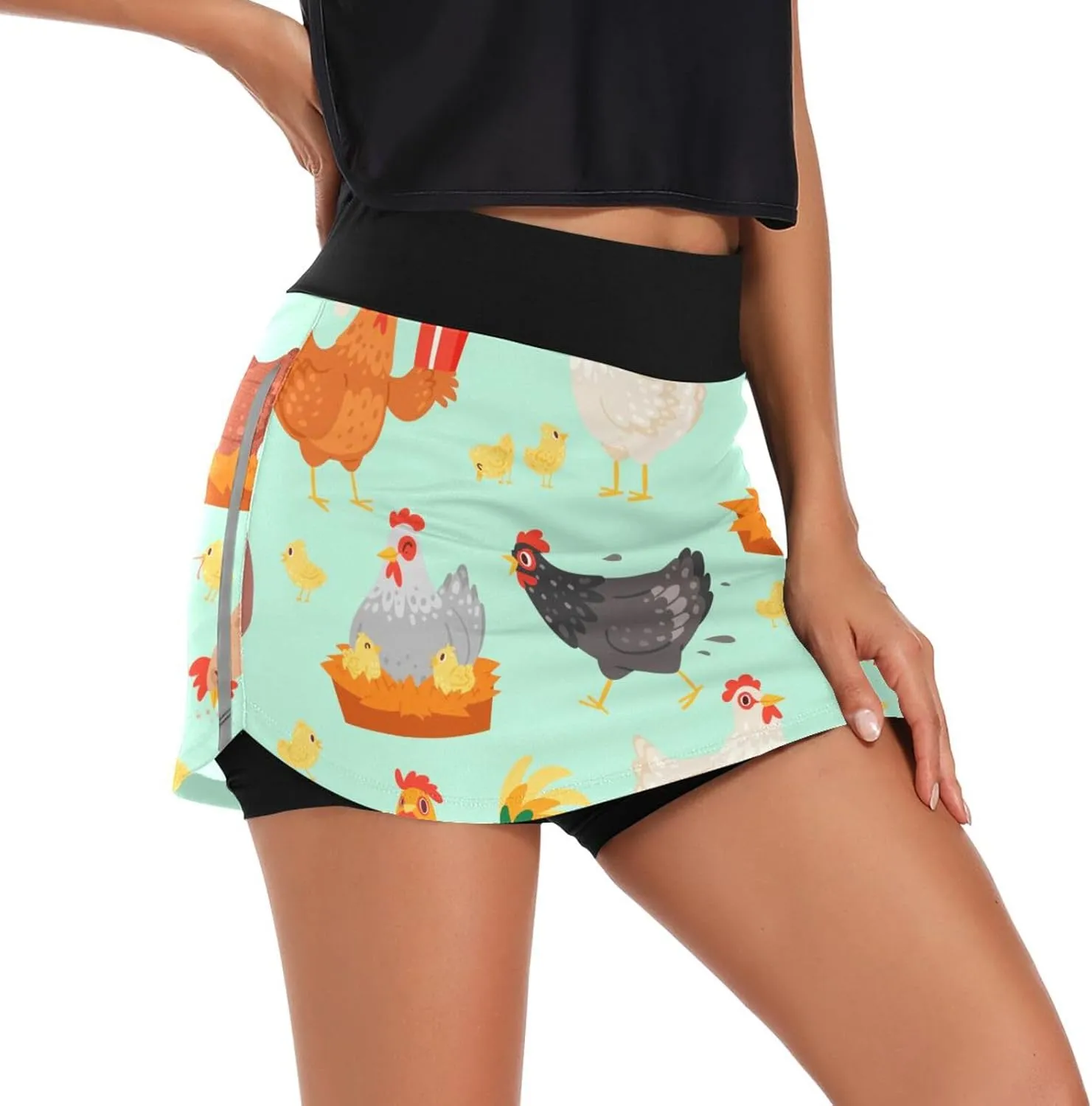 GAIGEO Sport Baseball Print Workout Skirt, Casual Skort Skirt with Pockets, Skorts for Women Casual Sports, S-XXL