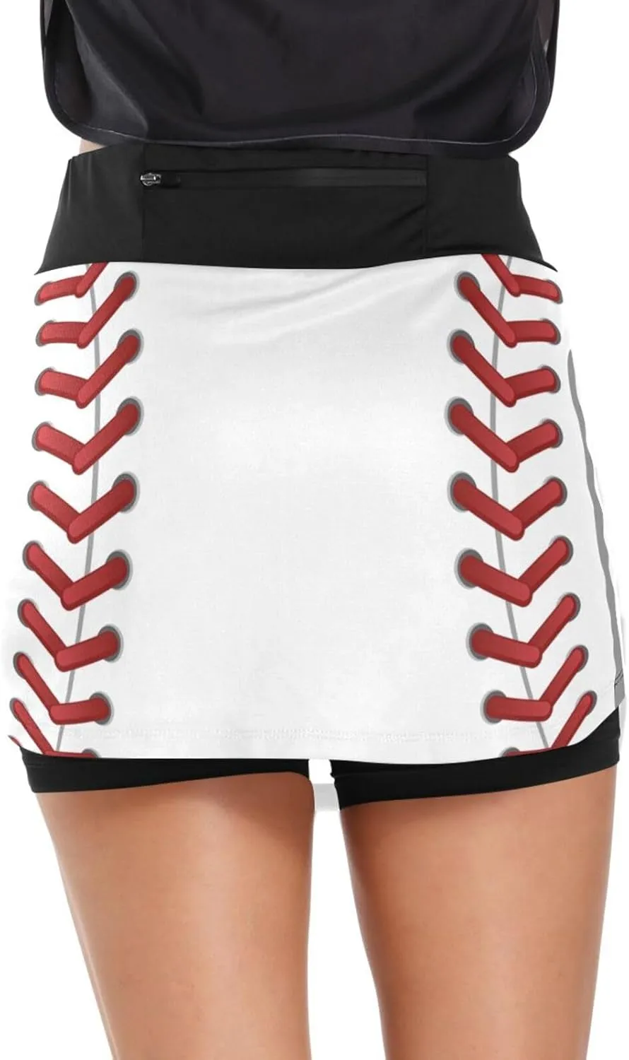 GAIGEO Sport Baseball Print Workout Skirt, Casual Skort Skirt with Pockets, Skorts for Women Casual Sports, S-XXL