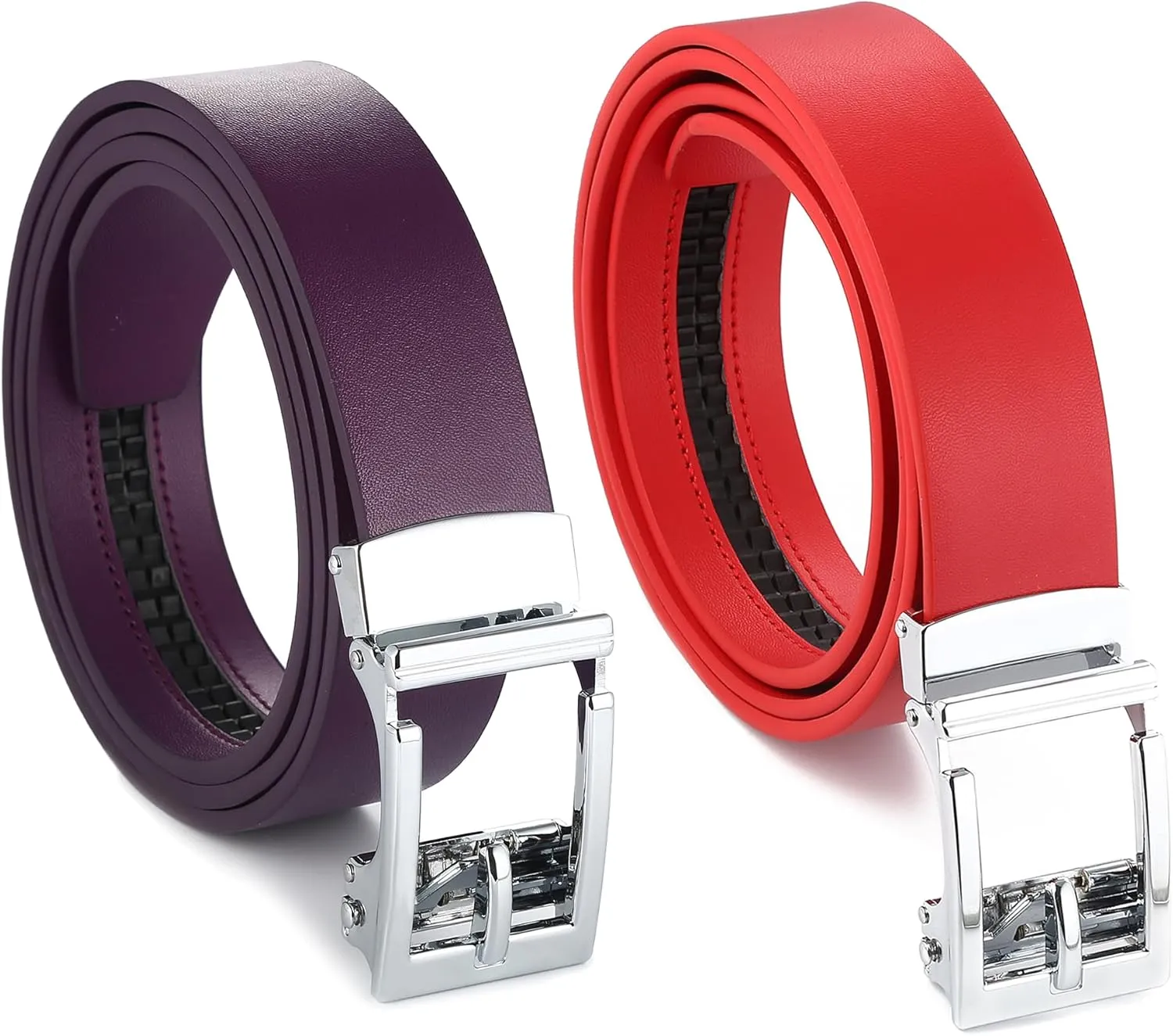 Gelante Genuine Leather Ratchet Dress Belt With Automatic Sliding Buckle - Minimalistic Style-Trim to Fit