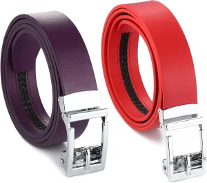 Gelante Genuine Leather Ratchet Dress Belt With Automatic Sliding Buckle - Minimalistic Style-Trim to Fit