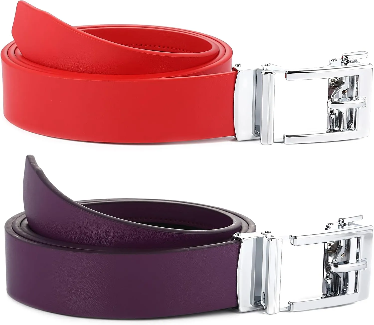 Gelante Genuine Leather Ratchet Dress Belt With Automatic Sliding Buckle - Minimalistic Style-Trim to Fit