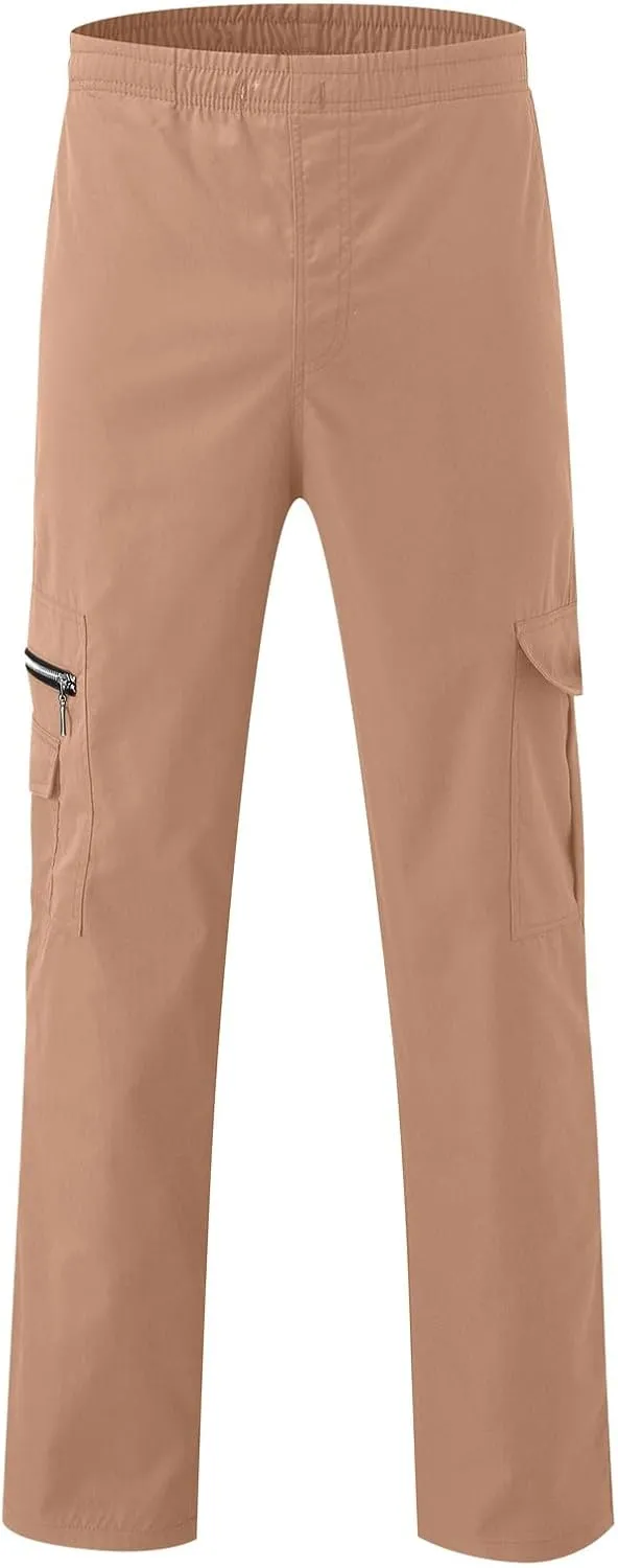 GIERIDUC Men's Linen Pants Casual Long Pants Khaki Uniform Pants for Boys Work Pants for Men Slim Fit Mens Long Workout Pants
