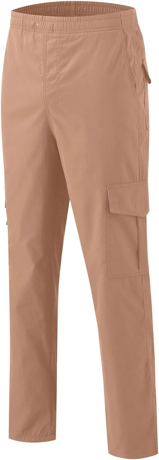 GIERIDUC Men's Linen Pants Casual Long Pants Khaki Uniform Pants for Boys Work Pants for Men Slim Fit Mens Long Workout Pants