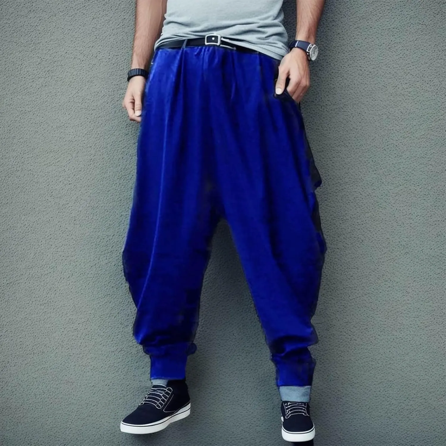 GIERIDUC Mens Stretch Waist Cargo Pants Mens Sweatpants Zipper Pockets Mens Smart Trousers Slim Fit Mens Leather Faux Pants