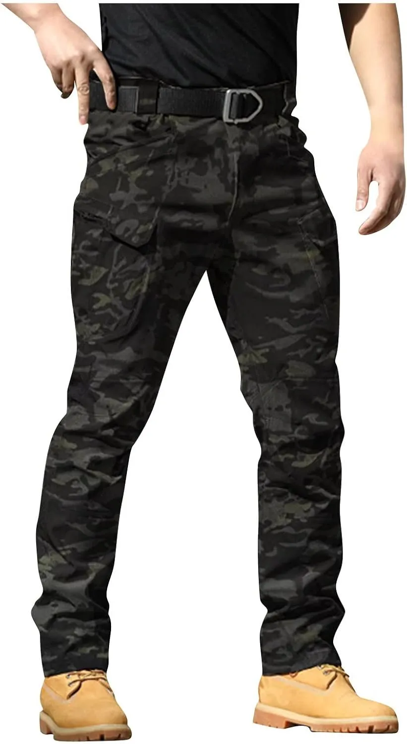 GOFULY Mens Cargo Pants Work Ripstop Stretch Construction Pants Slim Fit Casual Trousers Tall Baggy Pants with Multi Pockets
