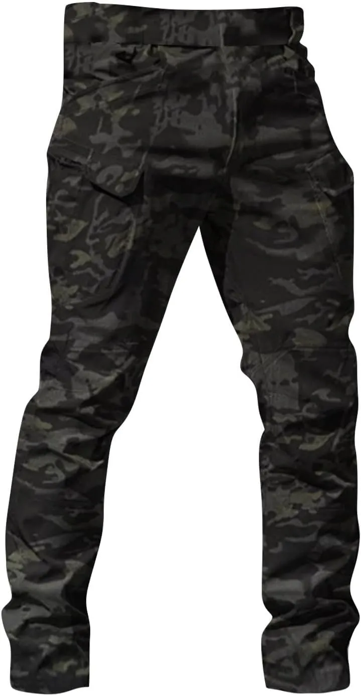 GOFULY Mens Cargo Pants Work Ripstop Stretch Construction Pants Slim Fit Casual Trousers Tall Baggy Pants with Multi Pockets
