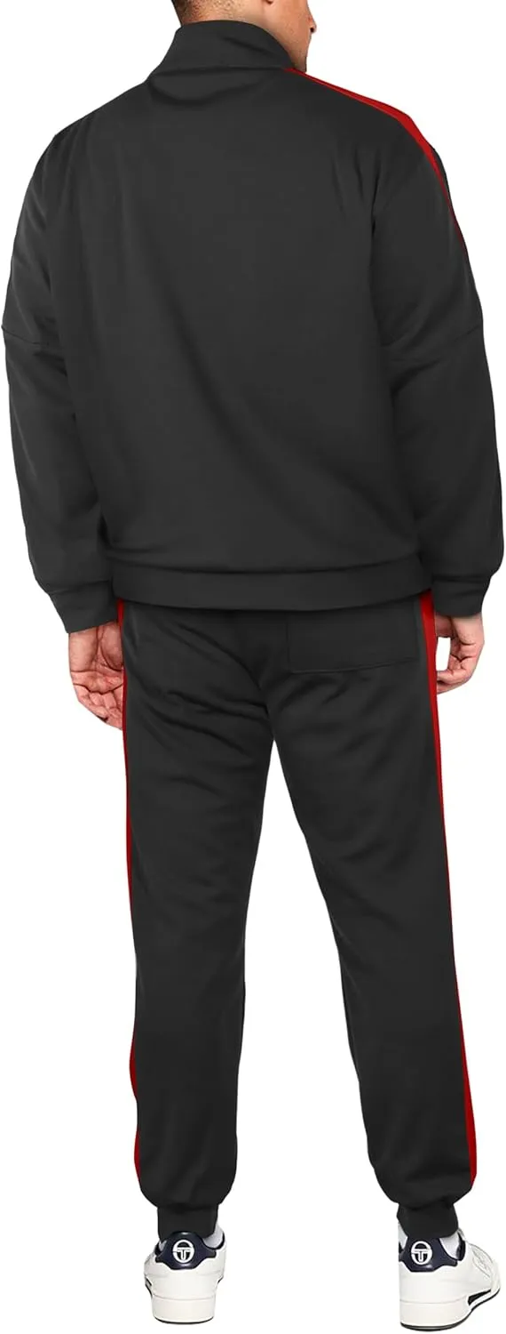 Hat and Beyond Mens Premium USA Made Striped Track Suit Athletic Casual Running Workout Sweat Suit Combo Track Jacket & Pant