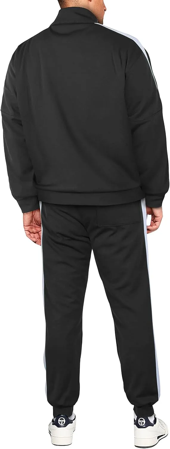 Hat and Beyond Mens Premium USA Made Striped Track Suit Athletic Casual Running Workout Sweat Suit Combo Track Jacket & Pant