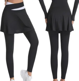 HGps8w Womens Tennis Skirts with Leggings 2 in 1 Golf Skorts High Waisted Athletic Skirted Running Workout Yoga Pants