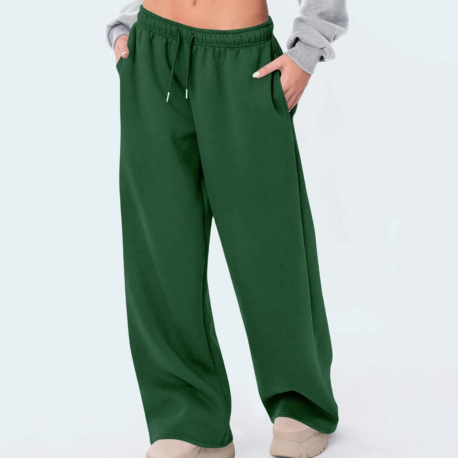 High Waist Wide Leg Sweatpants Women with Pockets Casual Athletic Pants Tall Length Gym Running Trousers