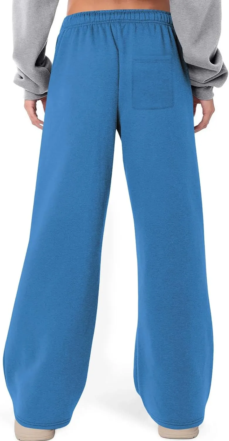 High Waist Wide Leg Sweatpants Women with Pockets Casual Athletic Pants Tall Length Gym Running Trousers