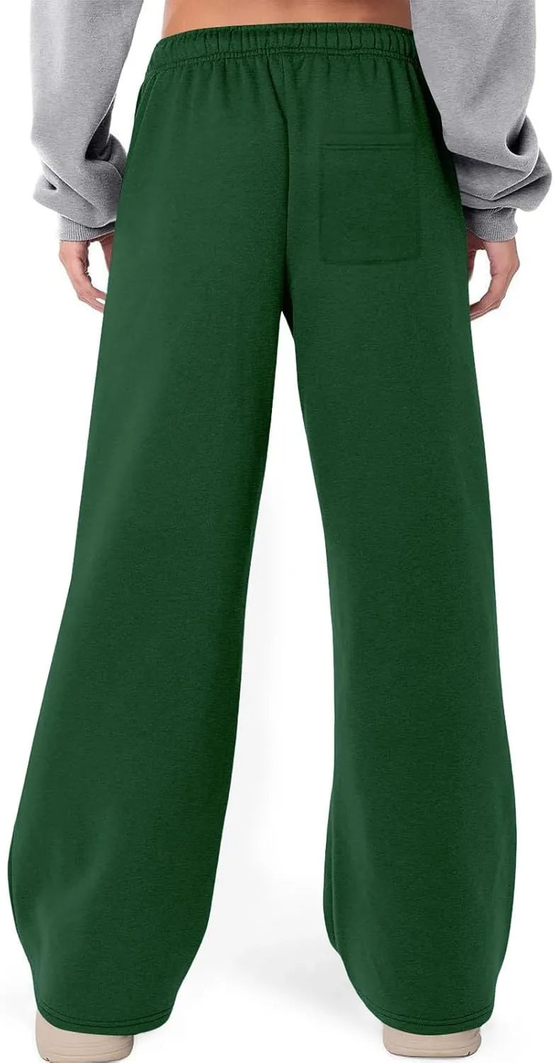 High Waist Wide Leg Sweatpants Women with Pockets Casual Athletic Pants Tall Length Gym Running Trousers