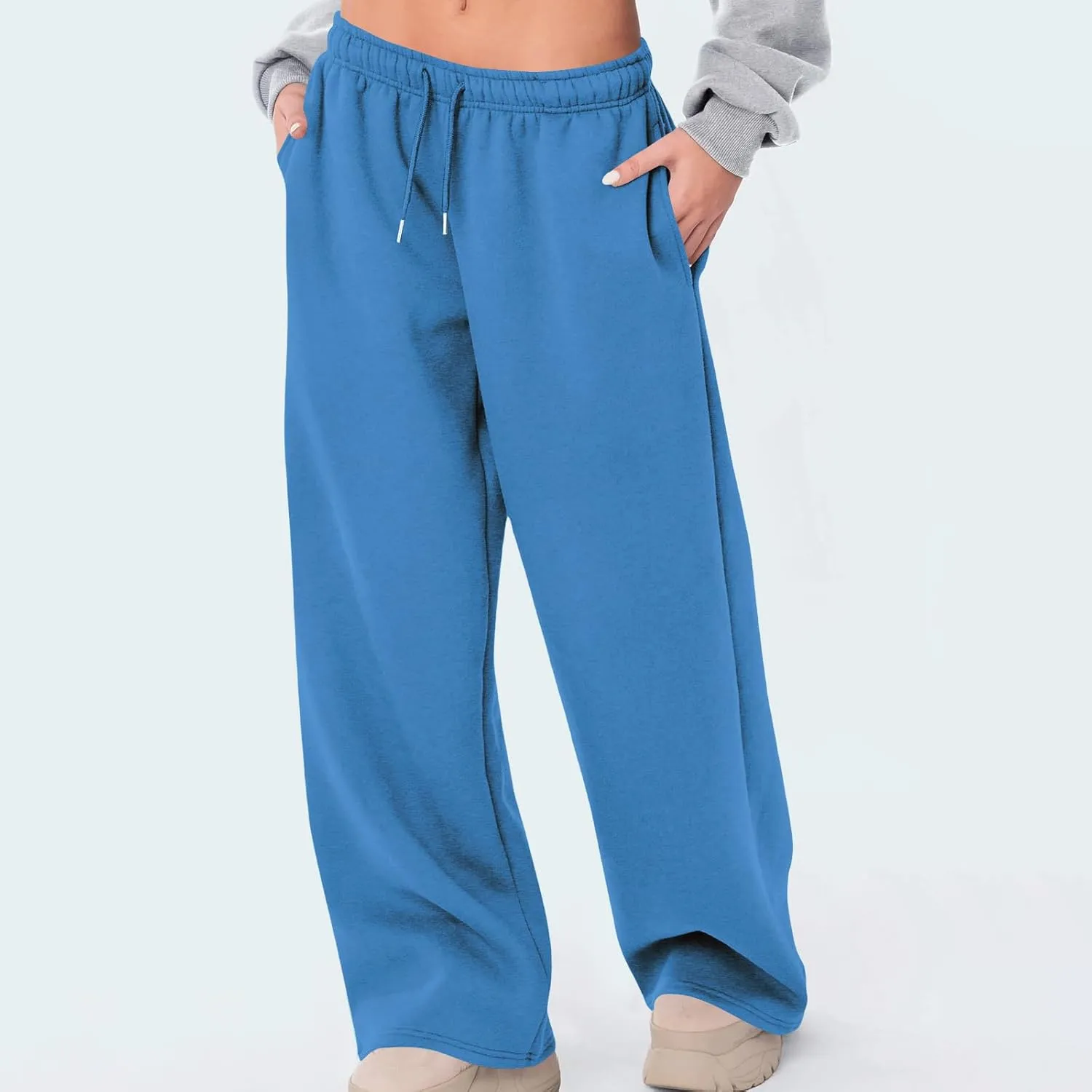 High Waist Wide Leg Sweatpants Women with Pockets Casual Athletic Pants Tall Length Gym Running Trousers