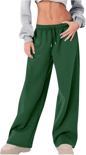 High Waist Wide Leg Sweatpants Women with Pockets Casual Athletic Pants Tall Length Gym Running Trousers