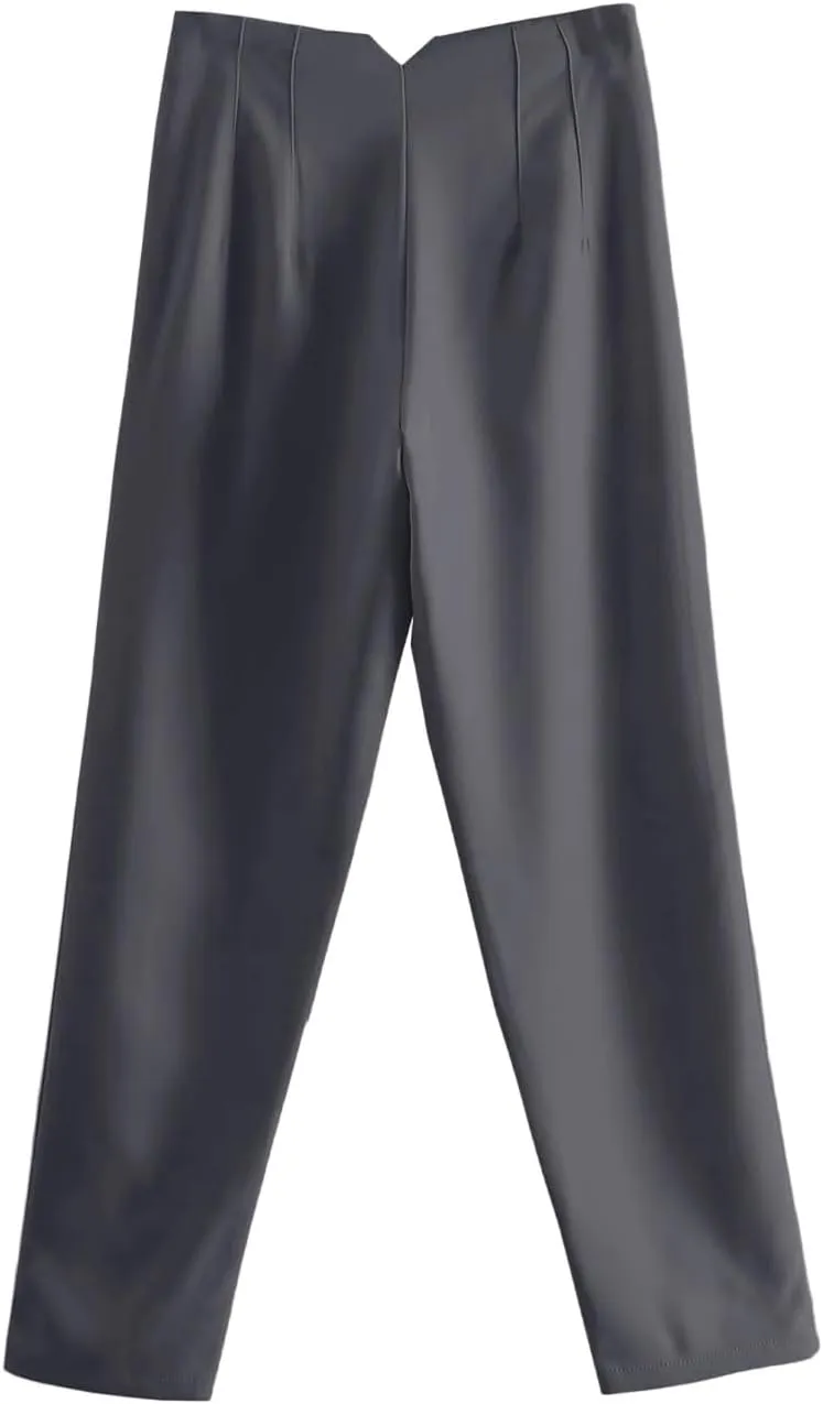 High Waisted Wide Leg Office Work Dress Pants for Women Business Casual Pull on Straight Leg Slacks Trousers Pockets