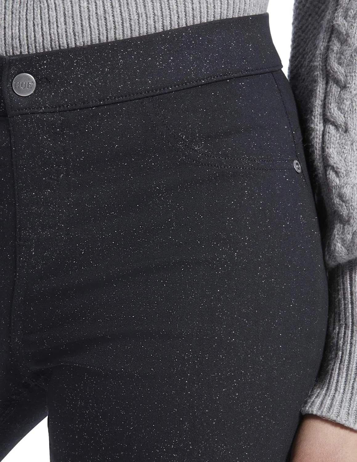 HUE Women's Sparkle Tux Denim Leggings