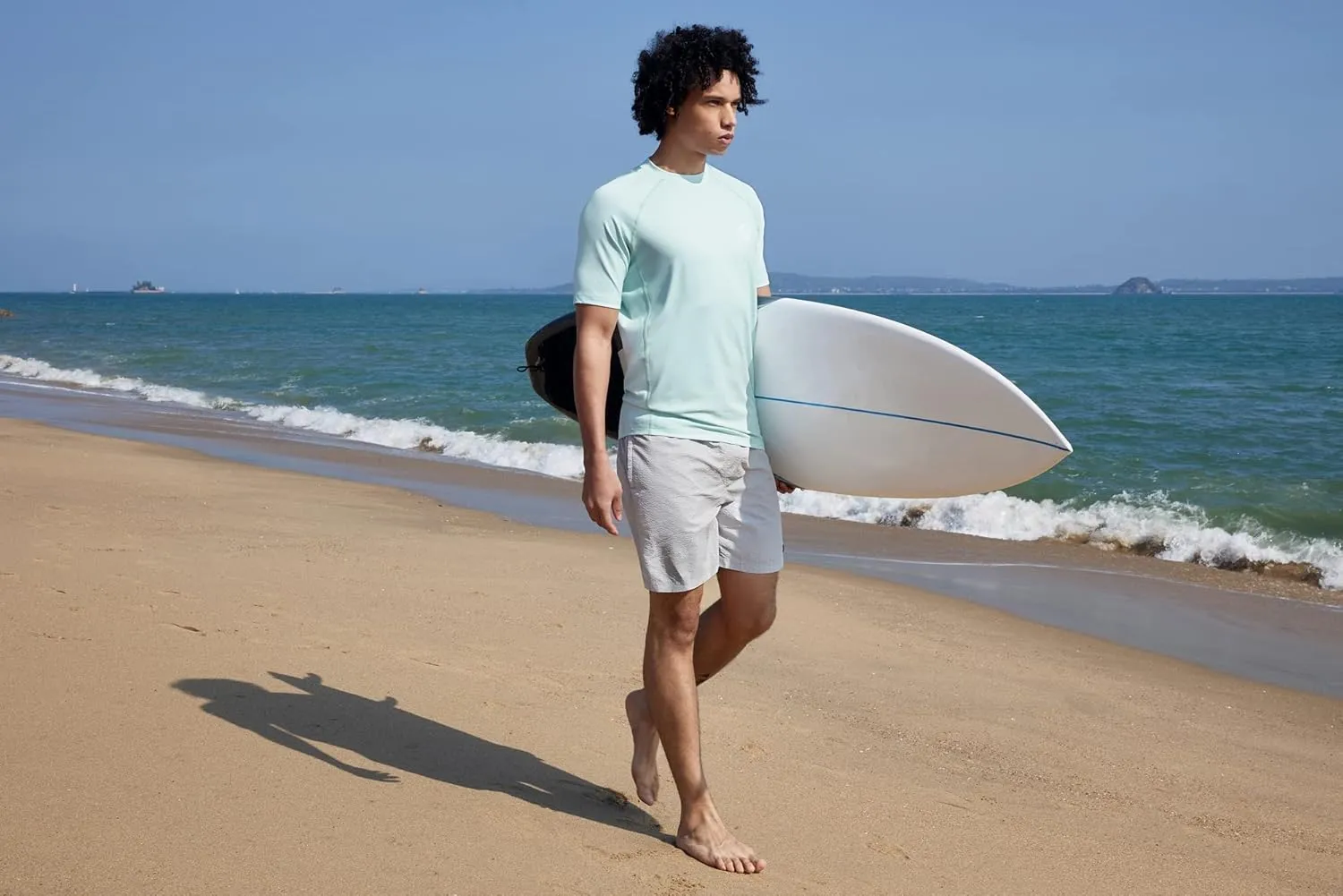HUGE SPORTS Men's UPF 50  Shorts Sleeve Swim Shirts Quick Dry Rash Guard