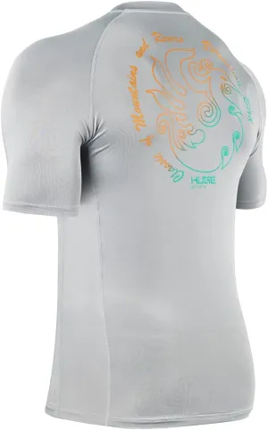 HUGE SPORTS Men's UPF 50  Shorts Sleeve Swim Shirts Quick Dry Rash Guard