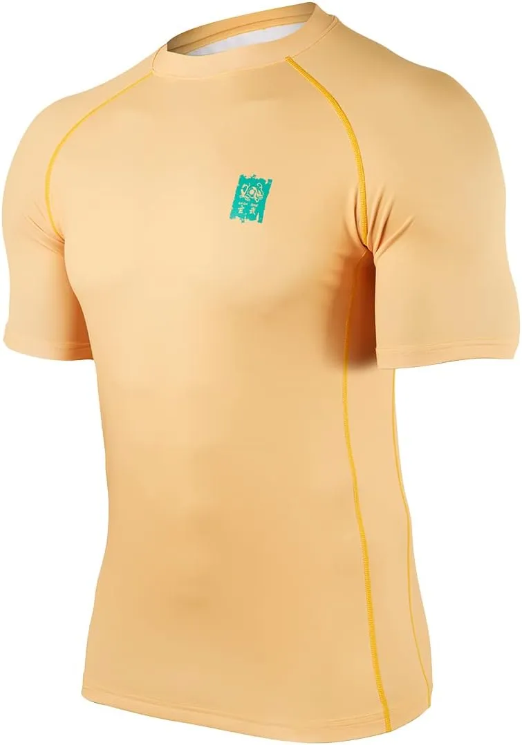 HUGE SPORTS Men's UPF 50  Shorts Sleeve Swim Shirts Quick Dry Rash Guard