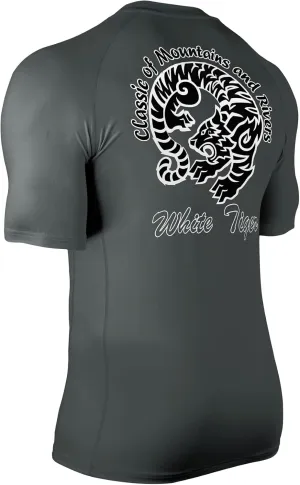 HUGE SPORTS Men's UPF 50  Shorts Sleeve Swim Shirts Quick Dry Rash Guard