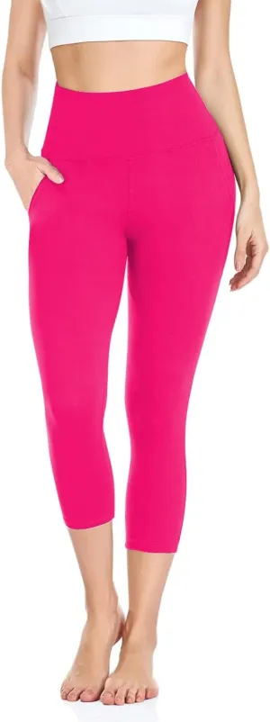 iaoja Capri Leggings for Women with Pockets - High Waisted Tummy Control No See Through Workout Soft Yoga Pants