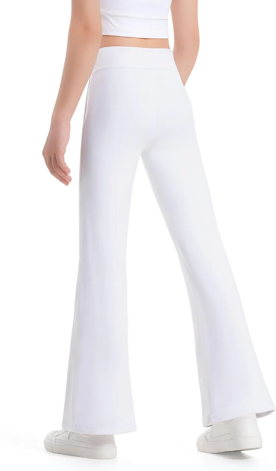 JOCMIC Girls Fleece Lined Flare Leggings High Waist Bell Bottoms Yoga Athletic Pants with Pockets for Kids