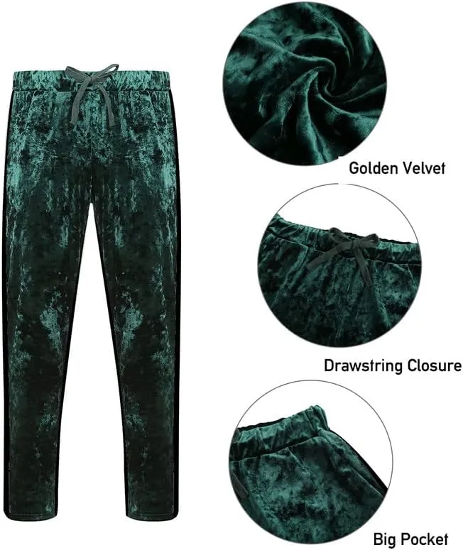 KISSQIQI Velour Tracksuit Mens 2 Piece Velvet Zipper Jacket Drawtsring Waistband Sweatpants Sweatsuits Set Casual Outfits