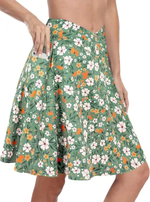 KORALHY 21" Knee Length Golf Skorts Skirts for Women Cross Waist Athletic Skorts with Shorts Tennis Skirt with 3 Pockets
