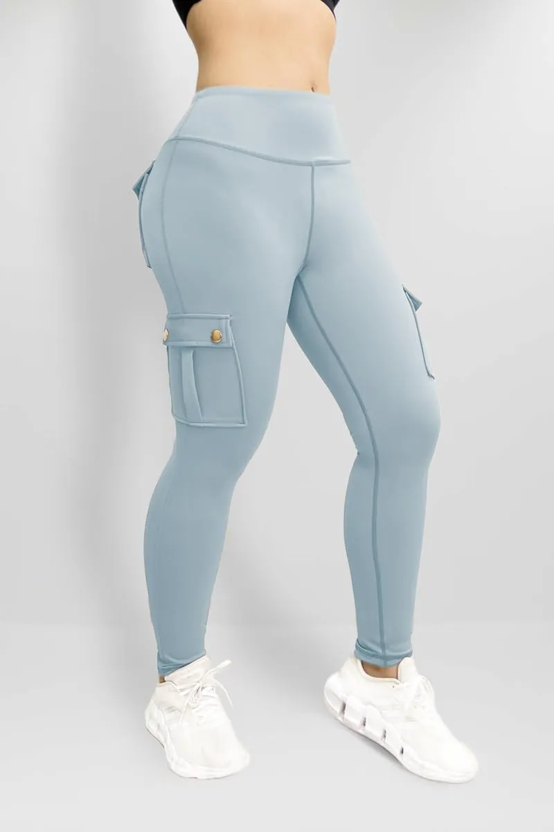 Kubbon Women's Yoga Leggings Butt Lifting Cargo Pants High Waist Tummy Control Workout Pants Lounge Trousers with Pockets