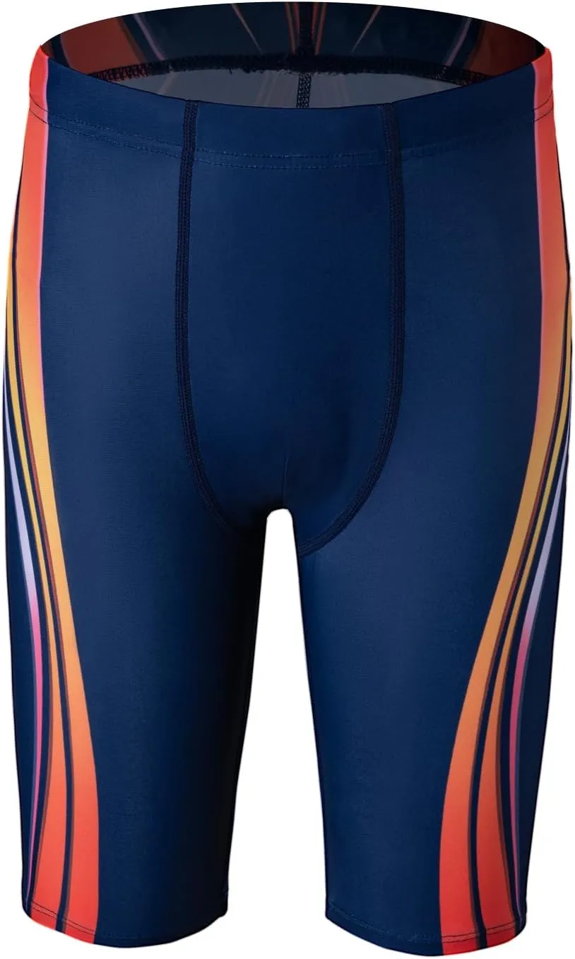LEAO Youth Boys Swim Jammers Solid Swimsuit UPF 50  Sun Pretection Quick Dry Athletic Swimming Shorts