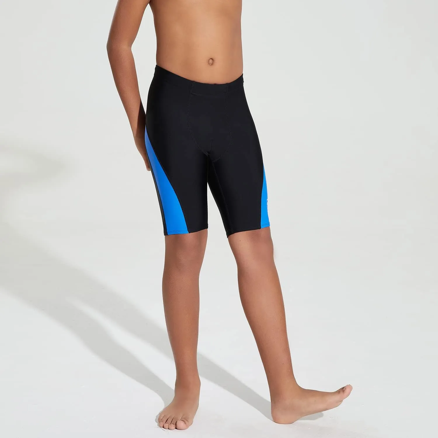 LEAO Youth Boys Swim Jammers Solid Swimsuit UPF 50  Sun Pretection Quick Dry Athletic Swimming Shorts