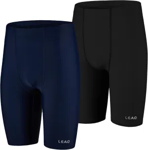 LEAO Youth Boys Swim Jammers Solid Swimsuit UPF 50  Sun Pretection Quick Dry Athletic Swimming Shorts