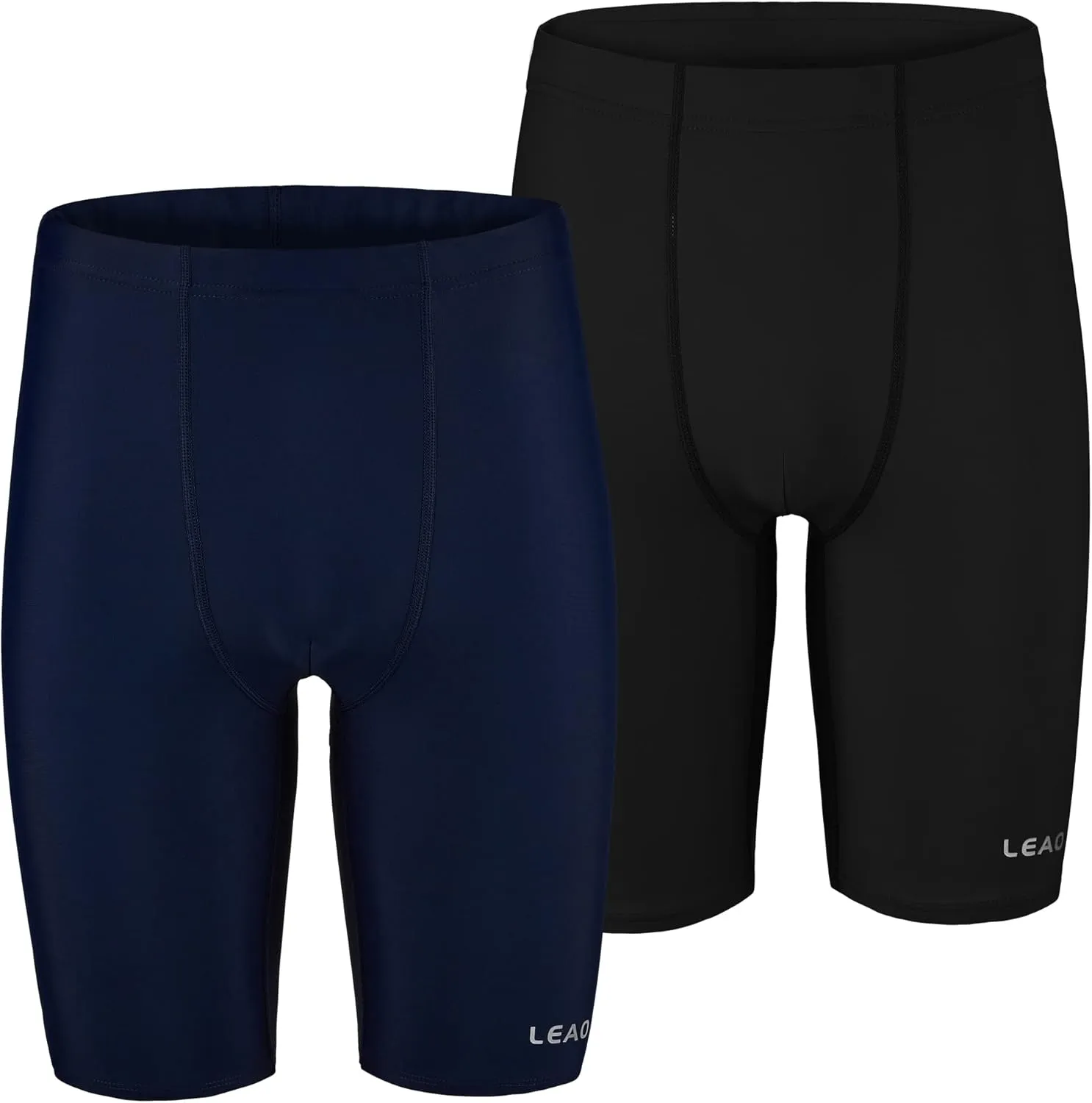 LEAO Youth Boys Swim Jammers Solid Swimsuit UPF 50  Sun Pretection Quick Dry Athletic Swimming Shorts