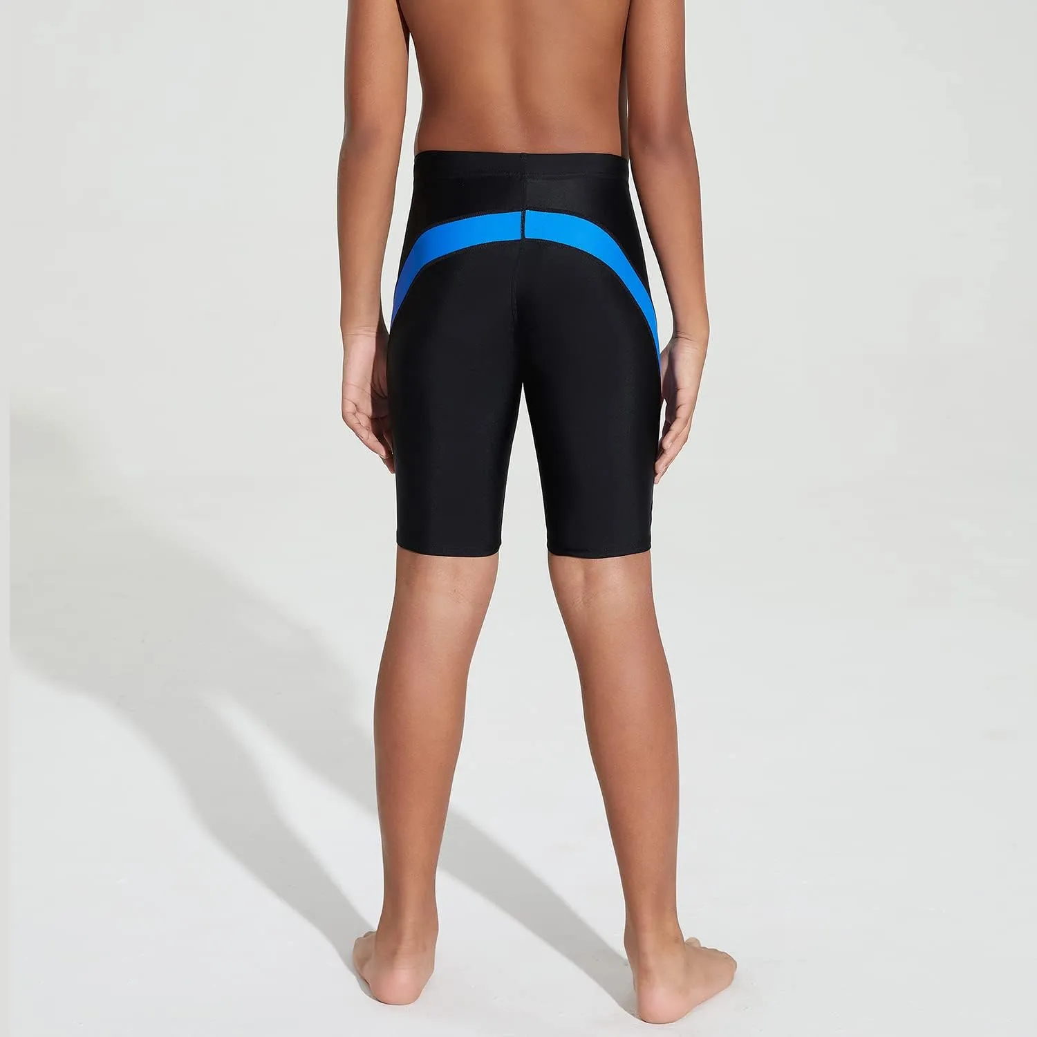 LEAO Youth Boys Swim Jammers Solid Swimsuit UPF 50  Sun Pretection Quick Dry Athletic Swimming Shorts