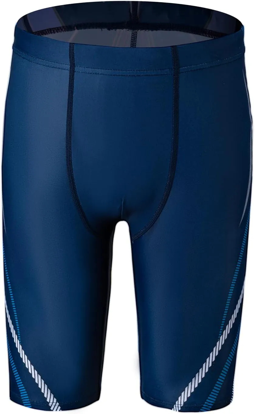 LEAO Youth Boys Swim Jammers Solid Swimsuit UPF 50  Sun Pretection Quick Dry Athletic Swimming Shorts
