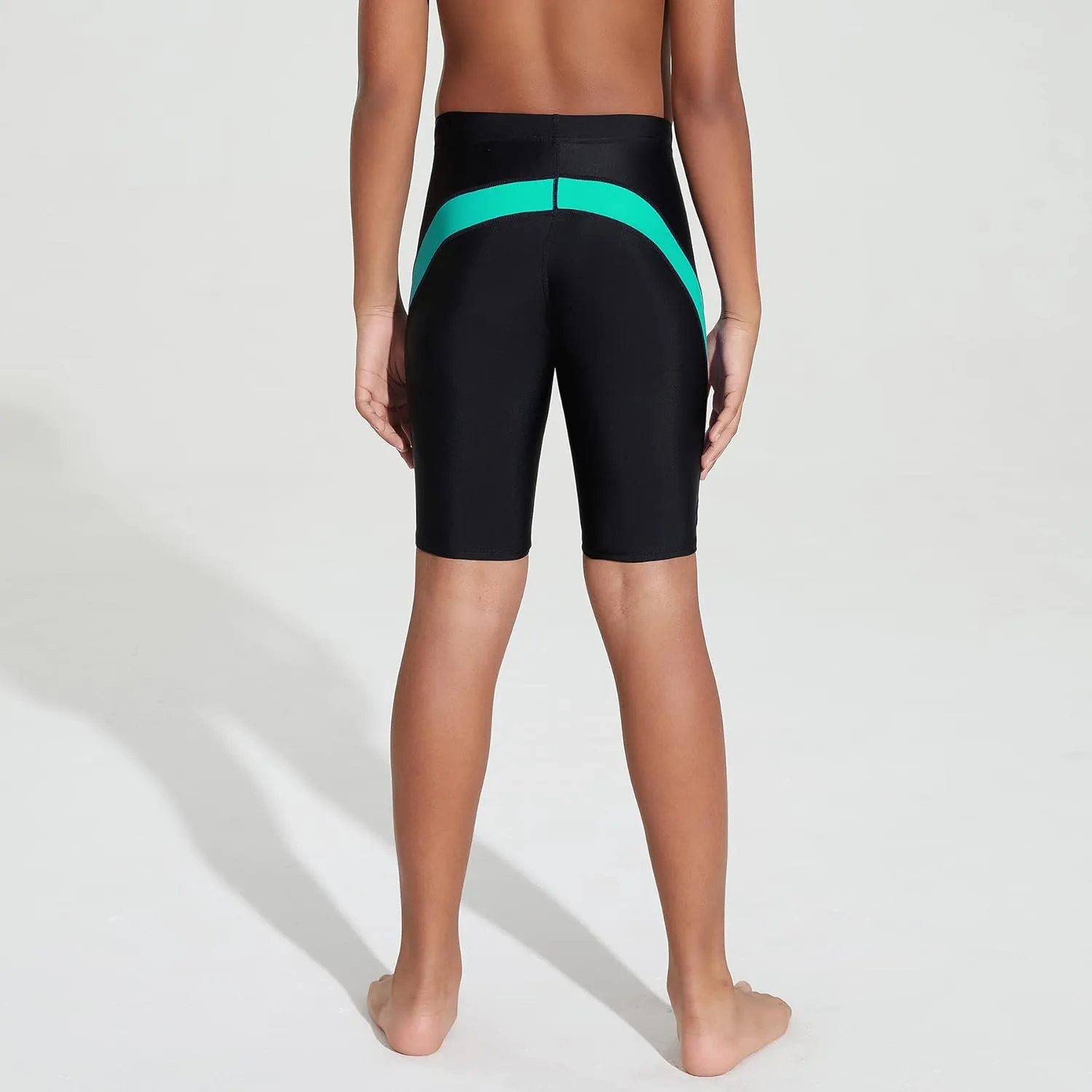 LEAO Youth Boys Swim Jammers Solid Swimsuit UPF 50  Sun Pretection Quick Dry Athletic Swimming Shorts