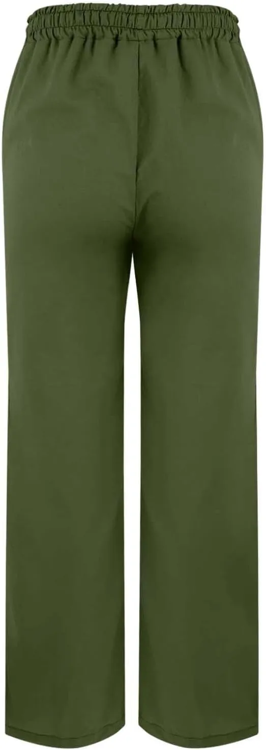 Linen Pants Women High Waisted Beach Pants Loose Lightweight Wide Leg Trousers with Pockets Workout Vacation Capris