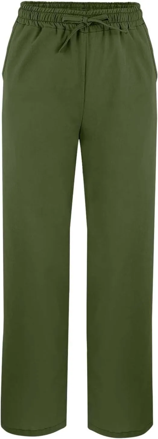 Linen Pants Women High Waisted Beach Pants Loose Lightweight Wide Leg Trousers with Pockets Workout Vacation Capris