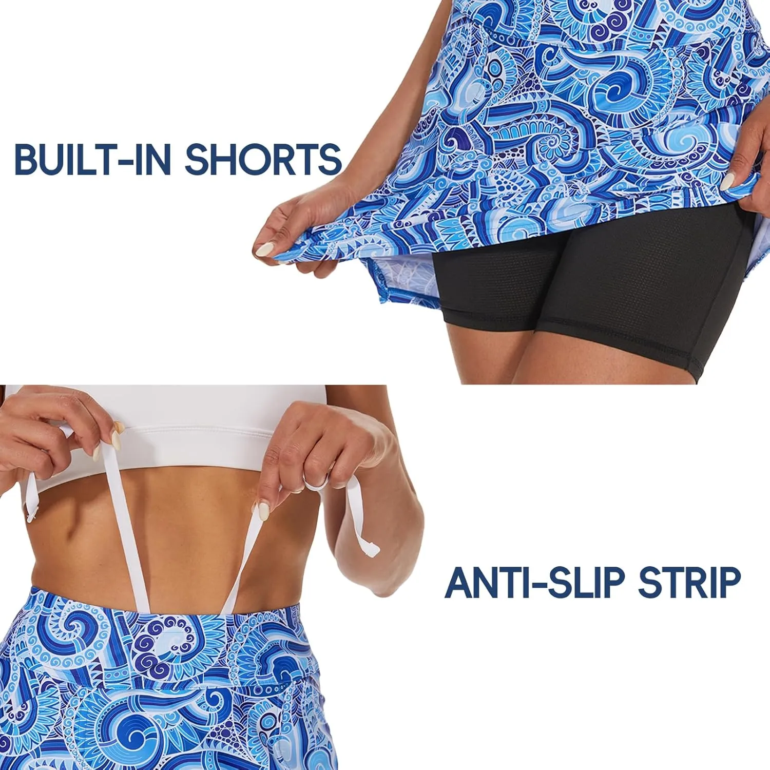 M MOTEEPI Skorts Skirts for Women 18" Athletic Golf Skort with Pockets Casual Dressy High Waist